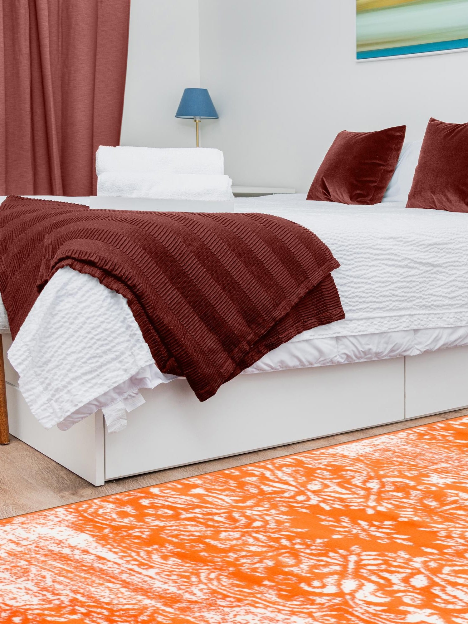 Orange 2' x 6' 7 Sofia Runner Area Rug Durable Easy Clean Stain Resistant Unique Carpet for Affordable Interior Home Design for Sale at Rug Engine