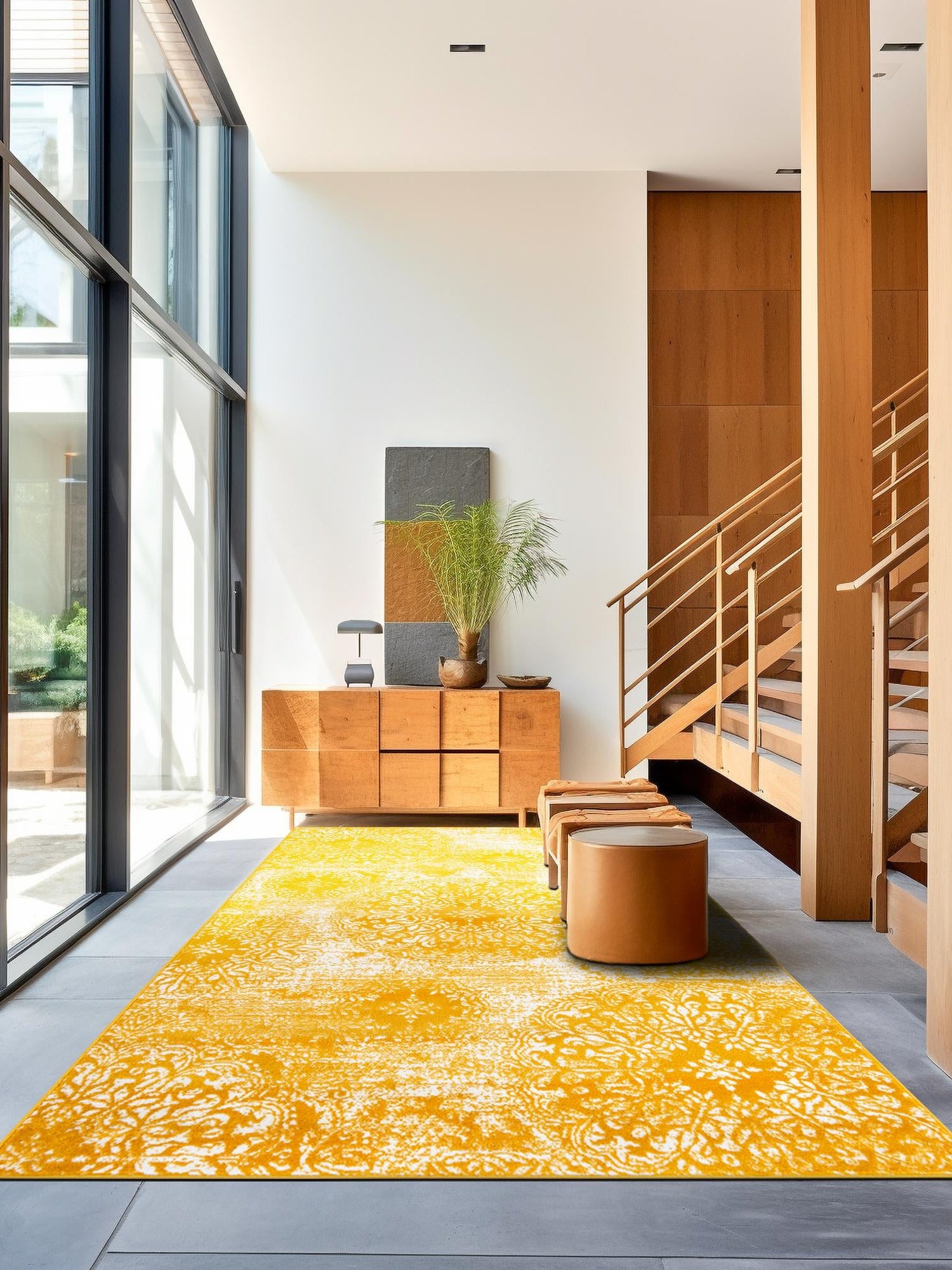 Yellow 6' 1 x 9' Sofia Rectangle Area Rug Durable Easy Clean Stain Resistant Unique Carpet for Affordable Interior Home Design for Sale at Rug Engine