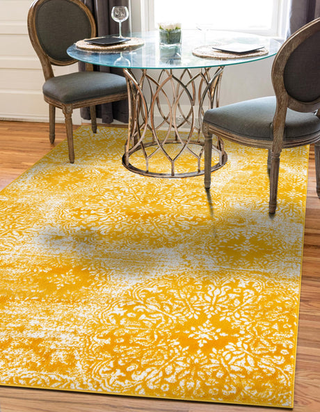 Yellow 5' 3 x 8' Sofia Rectangle Area Rug Durable Easy Clean Stain Resistant Unique Carpet for Affordable Interior Home Design for Sale at Rug Engine