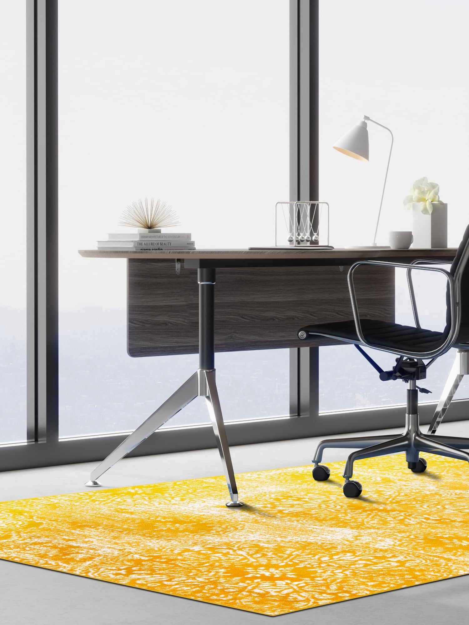 Yellow 4' 1 x 6' 1 Sofia Rectangle Area Rug Durable Easy Clean Stain Resistant Unique Carpet for Affordable Interior Home Design for Sale at Rug Engine