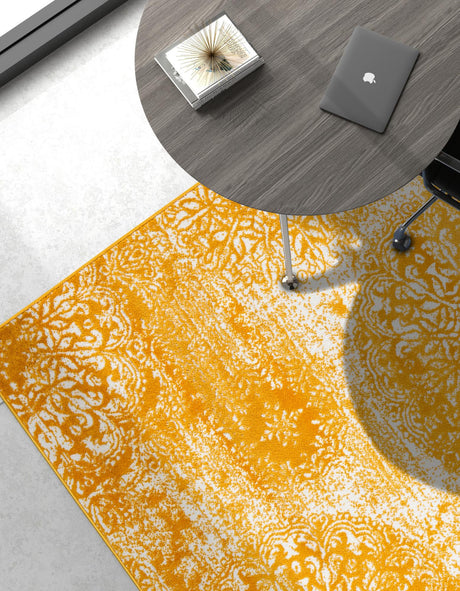 Yellow 7' 1 x 10' Sofia Rectangle Area Rug Durable Easy Clean Stain Resistant Unique Carpet for Affordable Interior Home Design for Sale at Rug Engine