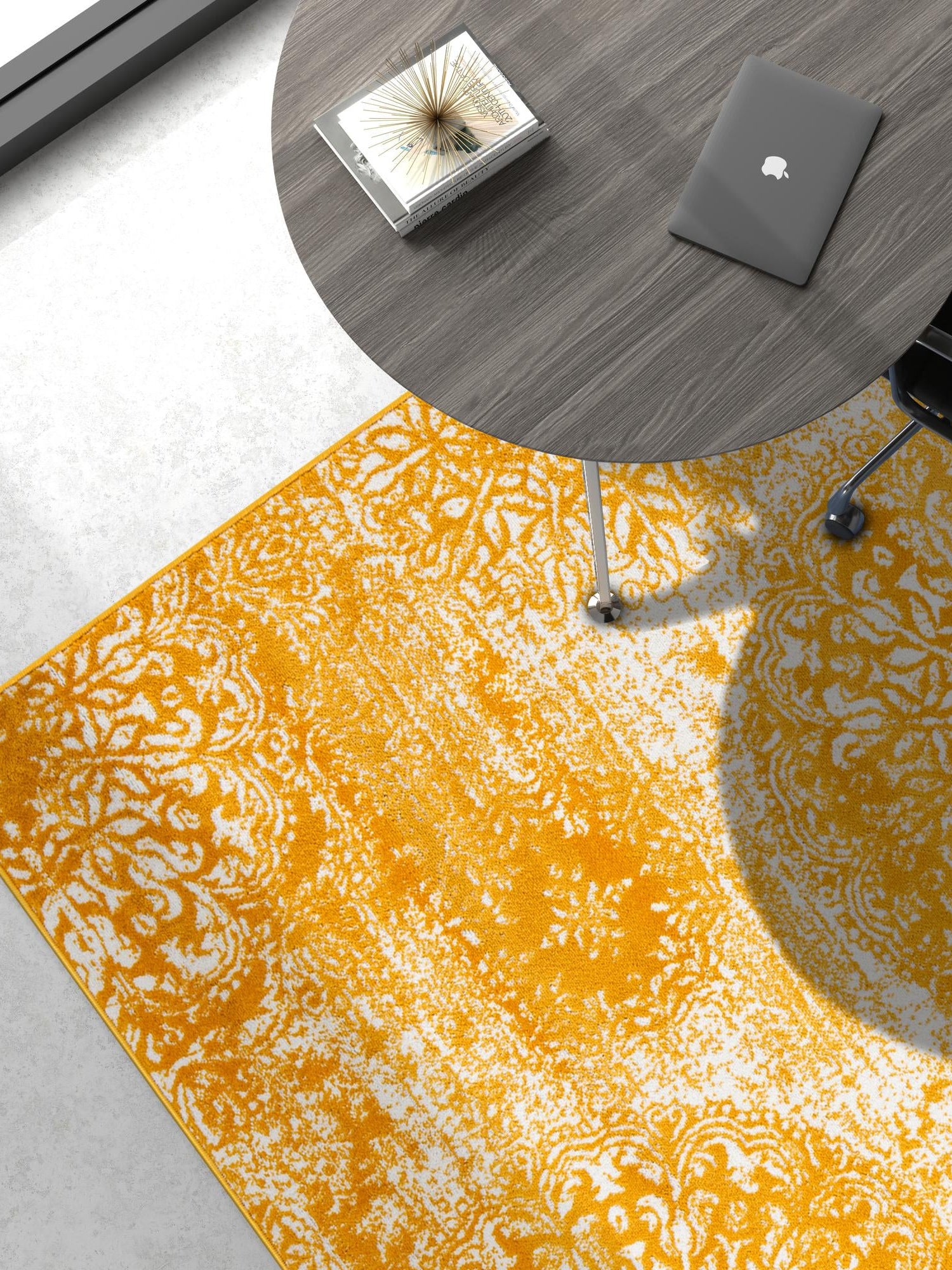 Yellow 7' 10 x 11' Sofia Rectangle Area Rug Durable Easy Clean Stain Resistant Unique Carpet for Affordable Interior Home Design for Sale at Rug Engine