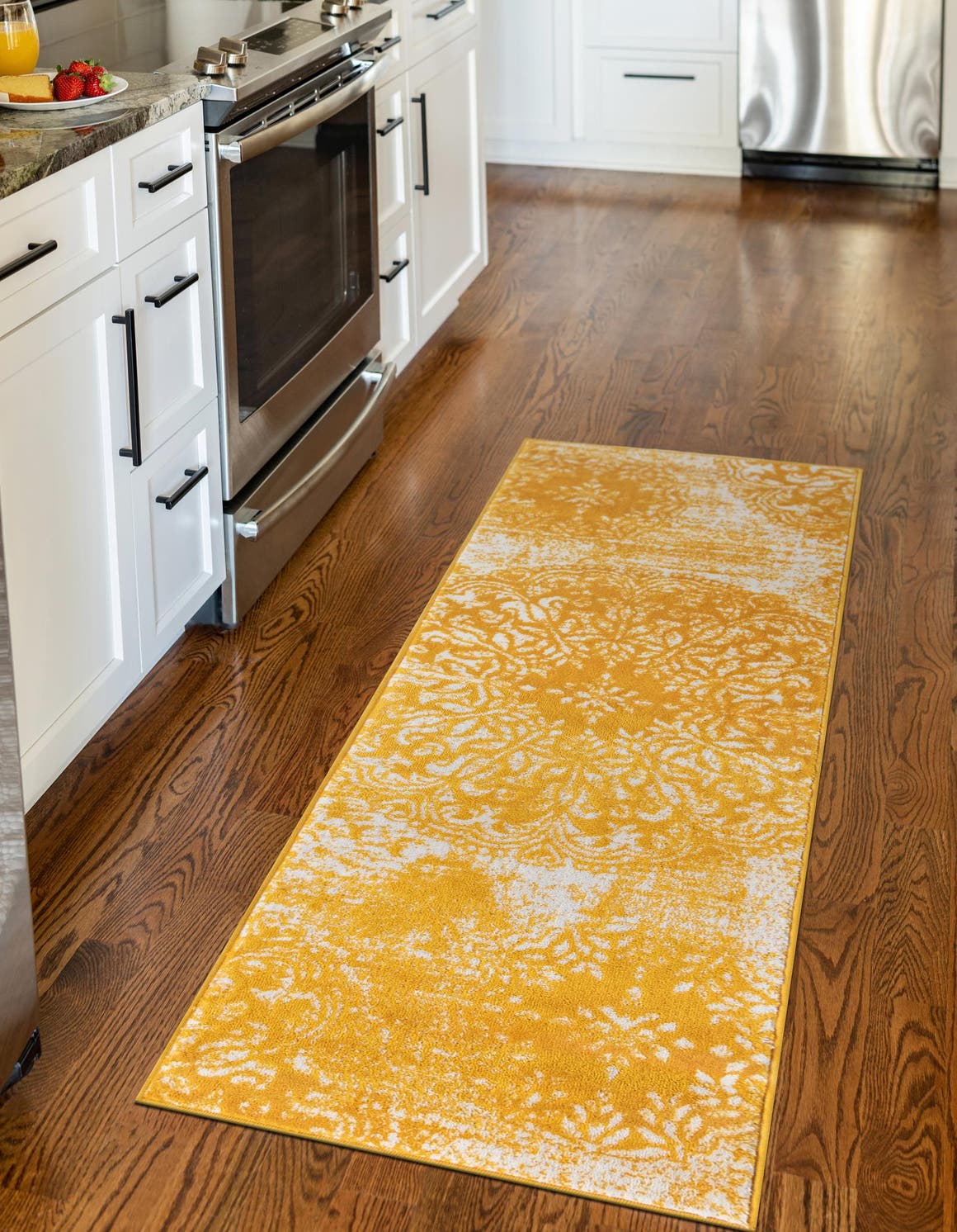 Yellow 2' x 13' 1 Sofia Runner Area Rug Durable Easy Clean Stain Resistant Unique Carpet for Affordable Interior Home Design for Sale at Rug Engine