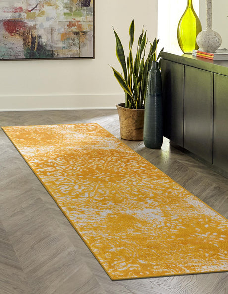 Yellow 2' x 6' 7 Sofia Runner Area Rug Durable Easy Clean Stain Resistant Unique Carpet for Affordable Interior Home Design for Sale at Rug Engine