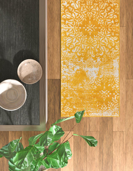 Yellow 3' 3 x 16' 5 Sofia Runner Area Rug Durable Easy Clean Stain Resistant Unique Carpet for Affordable Interior Home Design for Sale at Rug Engine