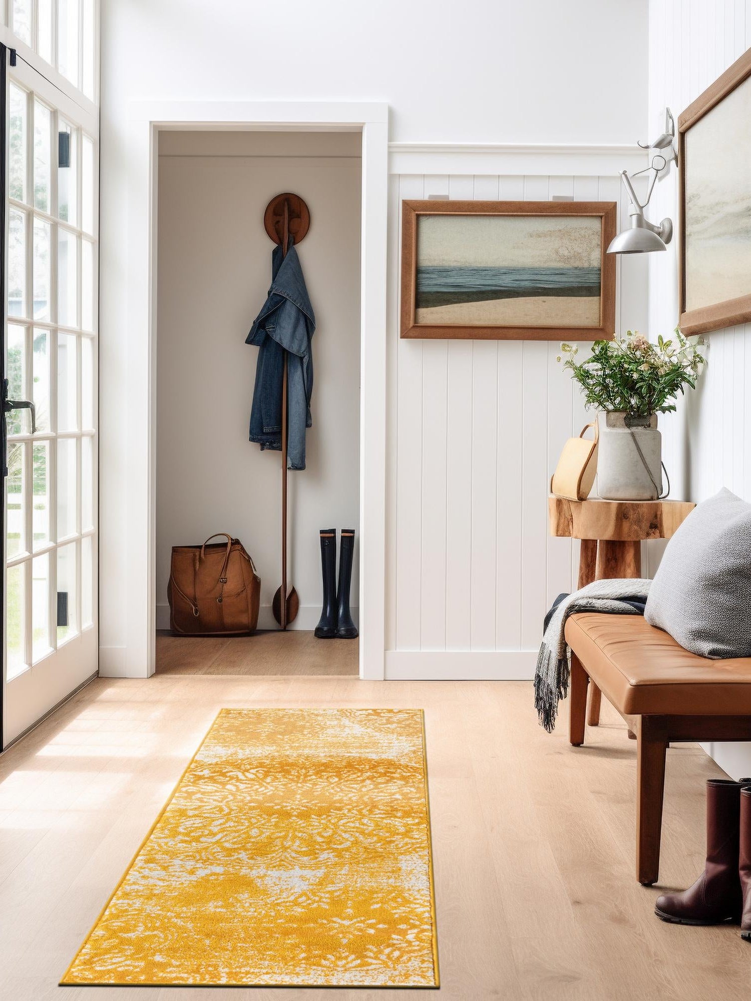 Yellow 3' 3 x 16' 5 Sofia Runner Area Rug Durable Easy Clean Stain Resistant Unique Carpet for Affordable Interior Home Design for Sale at Rug Engine
