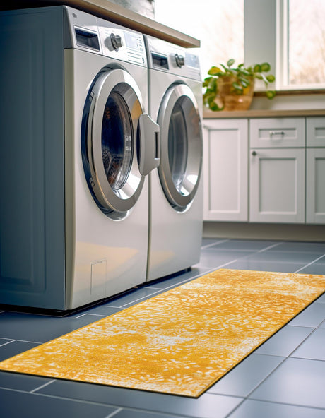 Yellow 3' 3 x 16' 5 Sofia Runner Area Rug Durable Easy Clean Stain Resistant Unique Carpet for Affordable Interior Home Design for Sale at Rug Engine