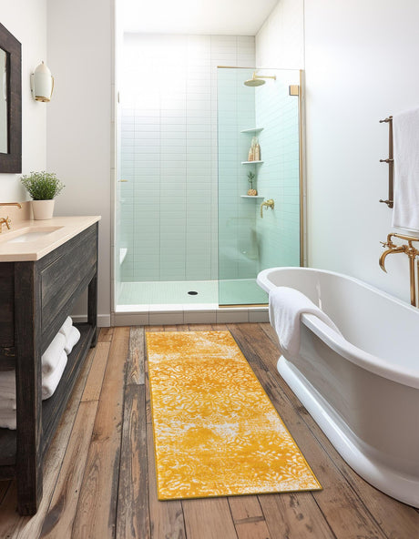 Yellow 2' x 6' 7 Sofia Runner Area Rug Durable Easy Clean Stain Resistant Unique Carpet for Affordable Interior Home Design for Sale at Rug Engine