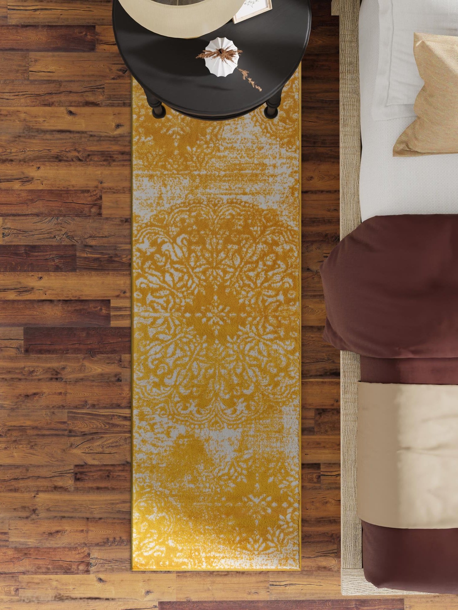 Yellow 3' 3 x 16' 5 Sofia Runner Area Rug Durable Easy Clean Stain Resistant Unique Carpet for Affordable Interior Home Design for Sale at Rug Engine