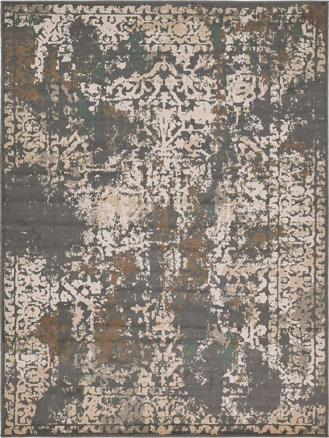 Gray 9' x 12' 2 Tuareg Rectangle Area Rug Vintage Inspired Distressed Look Durable Easy Clean Carpet for Unique Home Interiors for Sale at Rug Engine