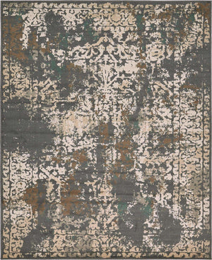 Gray 8' x 10' Tuareg Rectangle Area Rug Vintage Inspired Distressed Look Durable Easy Clean Carpet for Unique Home Interiors for Sale at Rug Engine
