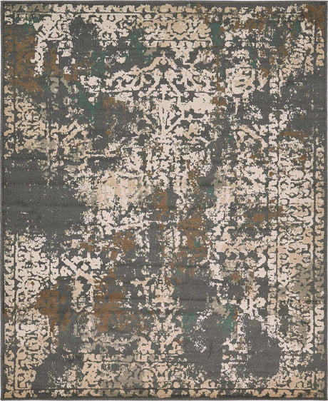 Gray 8' x 10' Tuareg Rectangle Area Rug Vintage Inspired Distressed Look Durable Easy Clean Carpet for Unique Home Interiors for Sale at Rug Engine