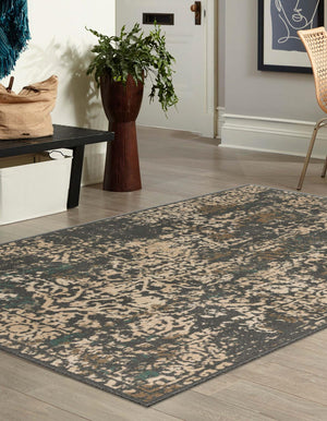 Gray 2' x 3' 1 Tuareg Rectangle Area Rug Vintage Inspired Distressed Look Durable Easy Clean Carpet for Unique Home Interiors for Sale at Rug Engine