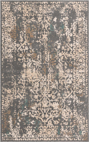 Gray 5' 1 x 8' Tuareg Rectangle Area Rug Vintage Inspired Distressed Look Durable Easy Clean Carpet for Unique Home Interiors for Sale at Rug Engine