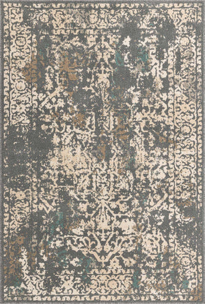Gray 4' 1 x 6' 1 Tuareg Rectangle Area Rug Vintage Inspired Distressed Look Durable Easy Clean Carpet for Unique Home Interiors for Sale at Rug Engine