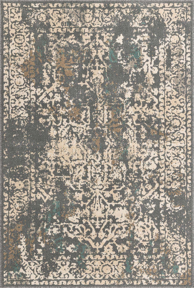 Gray 4' 1 x 6' 1 Tuareg Rectangle Area Rug Vintage Inspired Distressed Look Durable Easy Clean Carpet for Unique Home Interiors for Sale at Rug Engine