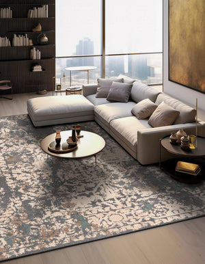 Gray 8' x 8' Tuareg Square Area Rug Vintage Inspired Distressed Look Durable Easy Clean Carpet for Unique Home Interiors for Sale at Rug Engine