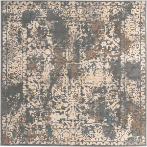 Gray 8' x 8' Tuareg Square Area Rug Vintage Inspired Distressed Look Durable Easy Clean Carpet for Unique Home Interiors for Sale at Rug Engine