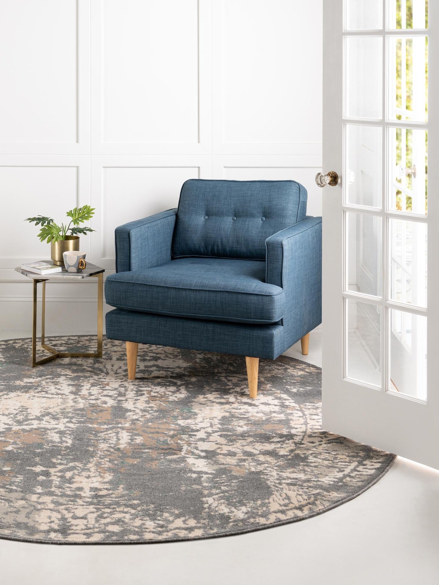 Gray 6' 1 x 6' 1 Tuareg Round Area Rug Vintage Inspired Distressed Look Durable Easy Clean Carpet for Unique Home Interiors for Sale at Rug Engine