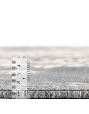 Gray 5' 3 x 5' 3 Tuareg Round Area Rug Vintage Inspired Distressed Look Durable Easy Clean Carpet for Unique Home Interiors for Sale at Rug Engine