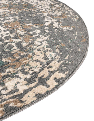 Gray 6' 1 x 6' 1 Tuareg Round Area Rug Vintage Inspired Distressed Look Durable Easy Clean Carpet for Unique Home Interiors for Sale at Rug Engine