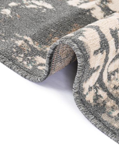Gray 5' 3 x 5' 3 Tuareg Round Area Rug Vintage Inspired Distressed Look Durable Easy Clean Carpet for Unique Home Interiors for Sale at Rug Engine