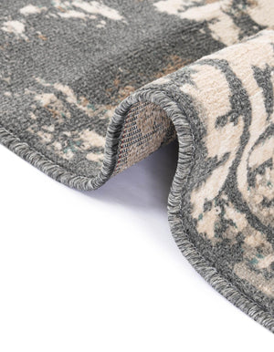 Gray 8' x 8' Tuareg Round Area Rug Vintage Inspired Distressed Look Durable Easy Clean Carpet for Unique Home Interiors for Sale at Rug Engine