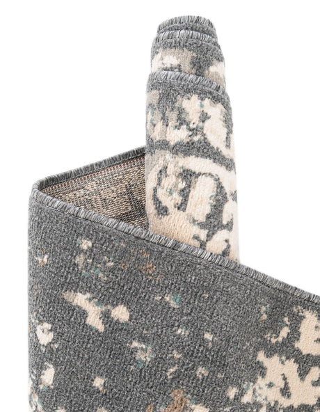 Gray 5' 3 x 5' 3 Tuareg Round Area Rug Vintage Inspired Distressed Look Durable Easy Clean Carpet for Unique Home Interiors for Sale at Rug Engine