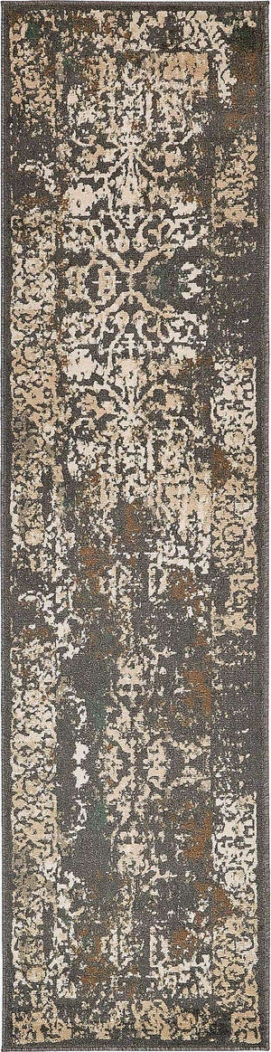 Gray 2' 7 x 10' Tuareg Runner Area Rug Vintage Inspired Distressed Look Durable Easy Clean Carpet for Unique Home Interiors for Sale at Rug Engine