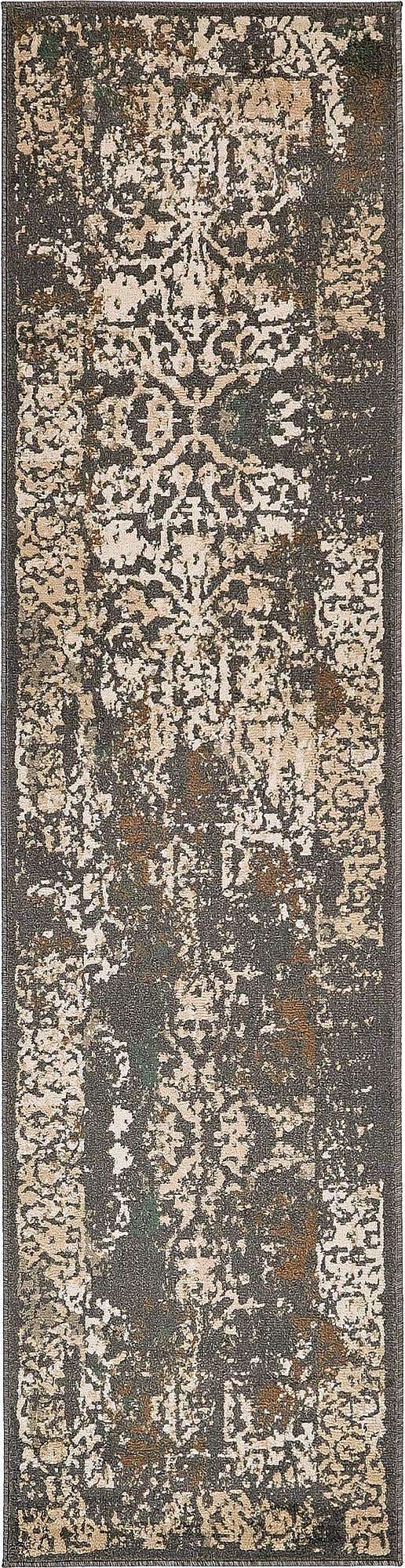 Gray 2' 7 x 10' Tuareg Runner Area Rug Vintage Inspired Distressed Look Durable Easy Clean Carpet for Unique Home Interiors for Sale at Rug Engine