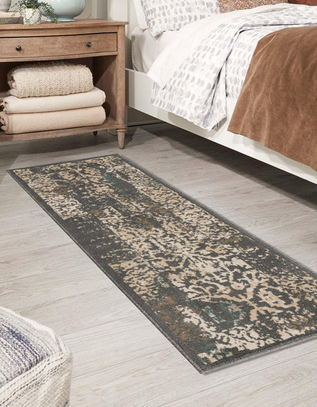 Gray 2' 7 x 12' Tuareg Runner Area Rug Vintage Inspired Distressed Look Durable Easy Clean Carpet for Unique Home Interiors for Sale at Rug Engine