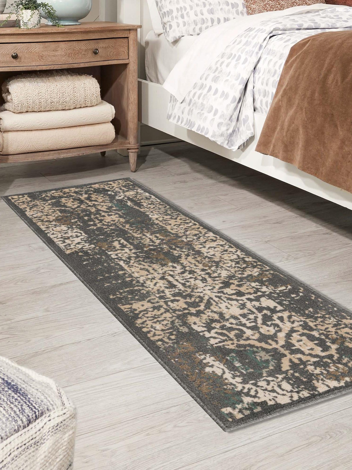 Gray 2' x 6' 1 Tuareg Runner Area Rug Vintage Inspired Distressed Look Durable Easy Clean Carpet for Unique Home Interiors for Sale at Rug Engine