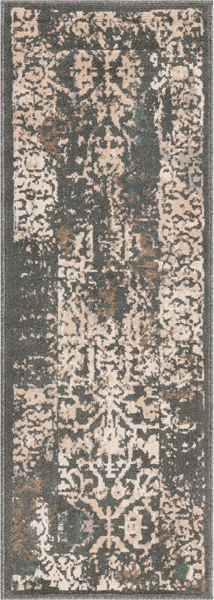 Gray 2' x 6' 1 Tuareg Runner Area Rug Vintage Inspired Distressed Look Durable Easy Clean Carpet for Unique Home Interiors for Sale at Rug Engine