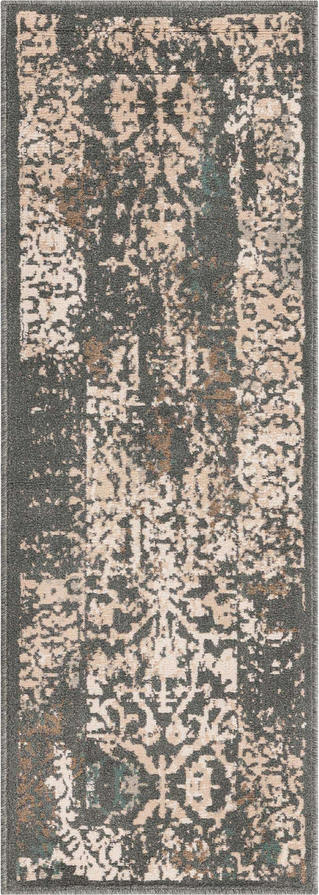 Gray 2' x 6' 1 Tuareg Runner Area Rug Vintage Inspired Distressed Look Durable Easy Clean Carpet for Unique Home Interiors for Sale at Rug Engine