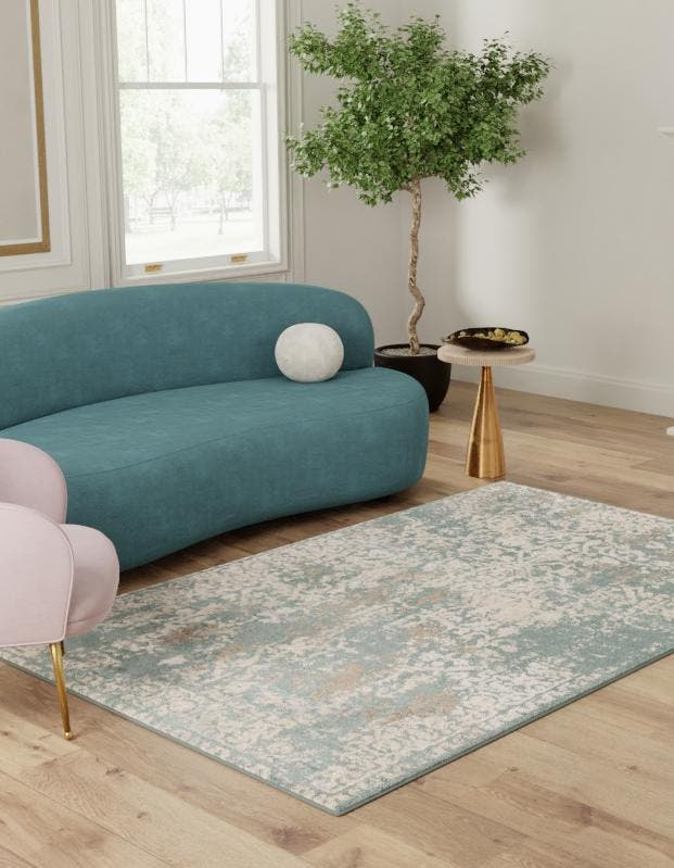 Green 9' x 12' 2 Tuareg Rectangle Area Rug Vintage Inspired Distressed Look Durable Easy Clean Carpet for Unique Home Interiors for Sale at Rug Engine