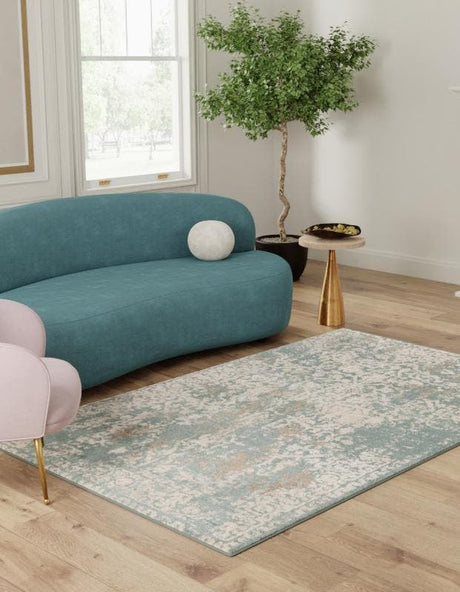 Green 8' x 10' Tuareg Rectangle Area Rug Vintage Inspired Distressed Look Durable Easy Clean Carpet for Unique Home Interiors for Sale at Rug Engine