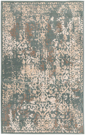 Green 5' 1 x 8' Tuareg Rectangle Area Rug Vintage Inspired Distressed Look Durable Easy Clean Carpet for Unique Home Interiors for Sale at Rug Engine