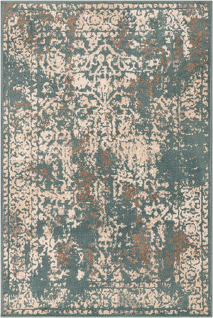 Green 4' 1 x 6' 1 Tuareg Rectangle Area Rug Vintage Inspired Distressed Look Durable Easy Clean Carpet for Unique Home Interiors for Sale at Rug Engine
