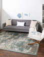 Green 8' x 8' Tuareg Square Area Rug Vintage Inspired Distressed Look Durable Easy Clean Carpet for Unique Home Interiors for Sale at Rug Engine