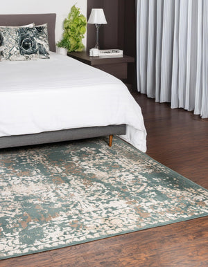 Green 8' x 8' Tuareg Square Area Rug Vintage Inspired Distressed Look Durable Easy Clean Carpet for Unique Home Interiors for Sale at Rug Engine