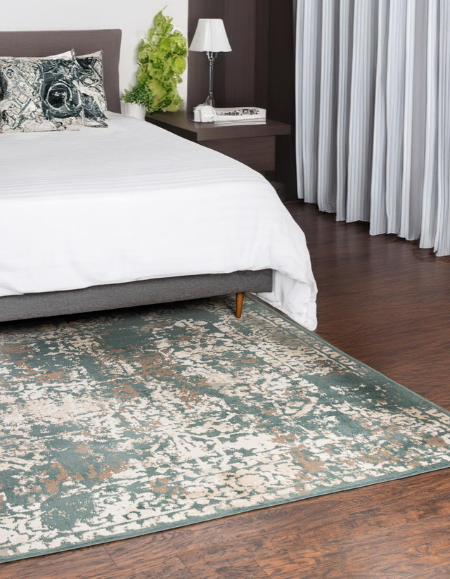 Green 8' x 8' Tuareg Square Area Rug Vintage Inspired Distressed Look Durable Easy Clean Carpet for Unique Home Interiors for Sale at Rug Engine