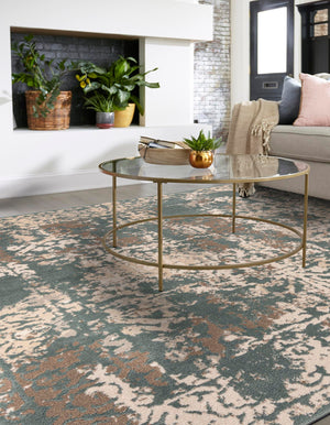 Green 8' x 8' Tuareg Square Area Rug Vintage Inspired Distressed Look Durable Easy Clean Carpet for Unique Home Interiors for Sale at Rug Engine