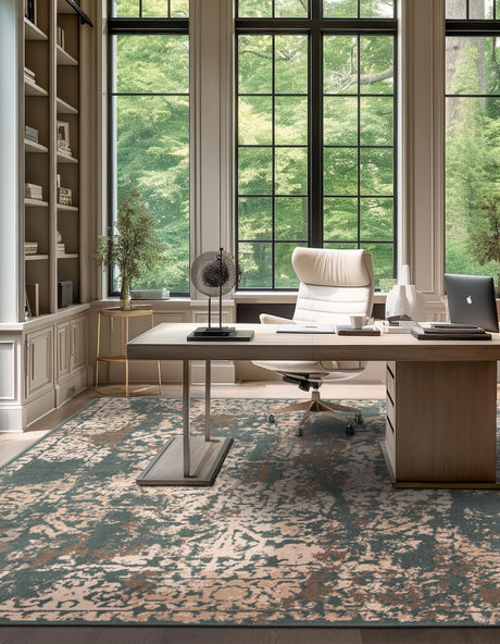 Green 8' x 8' Tuareg Square Area Rug Vintage Inspired Distressed Look Durable Easy Clean Carpet for Unique Home Interiors for Sale at Rug Engine