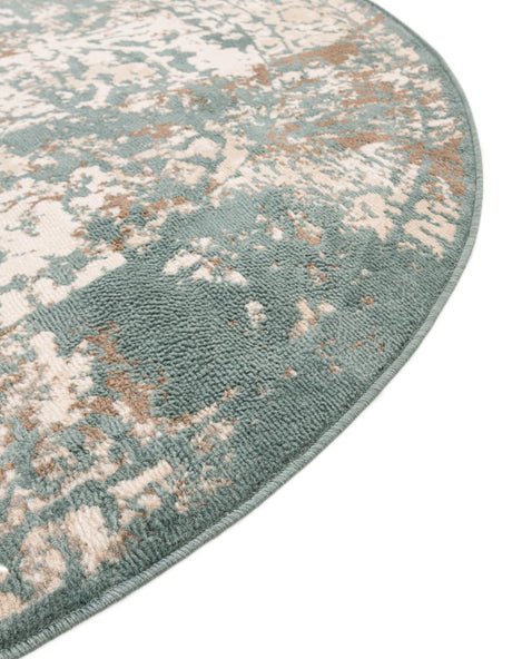 Green 8' x 8' Tuareg Round Area Rug Vintage Inspired Distressed Look Durable Easy Clean Carpet for Unique Home Interiors for Sale at Rug Engine