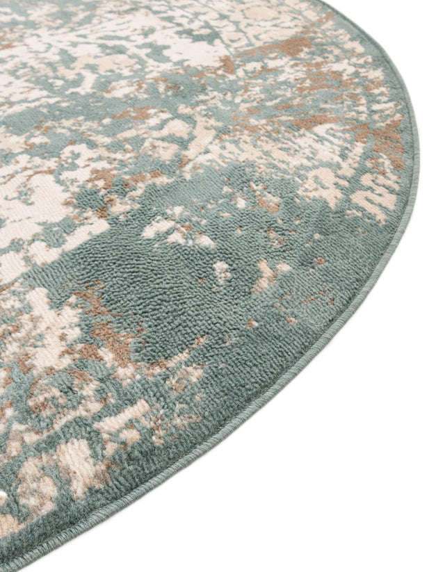 Green 8' x 8' Tuareg Round Area Rug Vintage Inspired Distressed Look Durable Easy Clean Carpet for Unique Home Interiors for Sale at Rug Engine