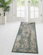 Green 2' 7 x 10' Tuareg Runner Area Rug Vintage Inspired Distressed Look Durable Easy Clean Carpet for Unique Home Interiors for Sale at Rug Engine
