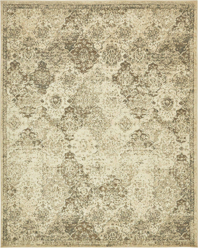 Beige 8' x 10' Tuareg Rectangle Area Rug Vintage Inspired Distressed Look Durable Easy Clean Carpet for Unique Home Interiors for Sale at Rug Engine