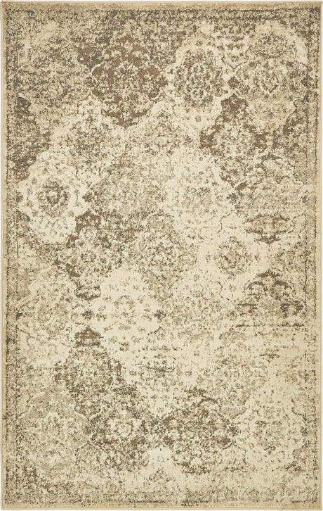 Beige 5' 1 x 8' Tuareg Rectangle Area Rug Vintage Inspired Distressed Look Durable Easy Clean Carpet for Unique Home Interiors for Sale at Rug Engine