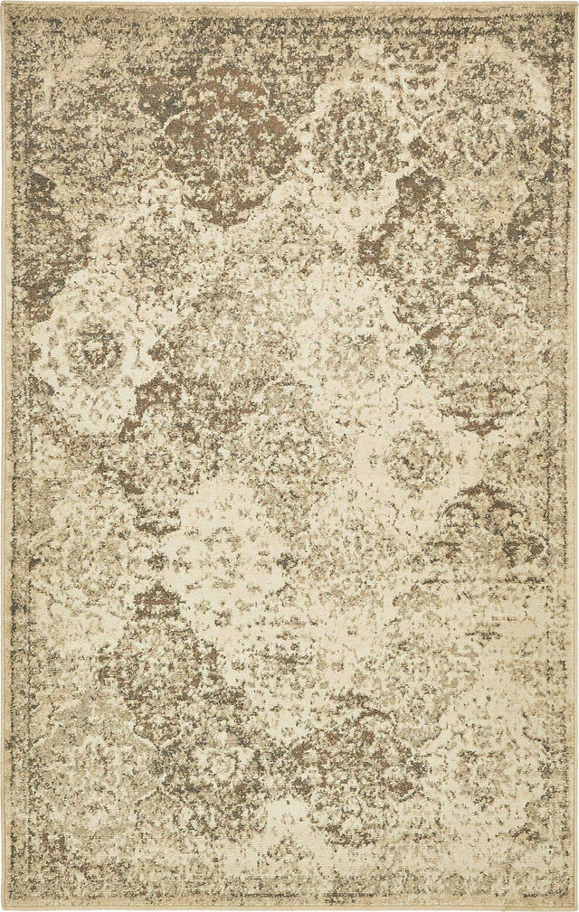 Beige 5' 1 x 8' Tuareg Rectangle Area Rug Vintage Inspired Distressed Look Durable Easy Clean Carpet for Unique Home Interiors for Sale at Rug Engine