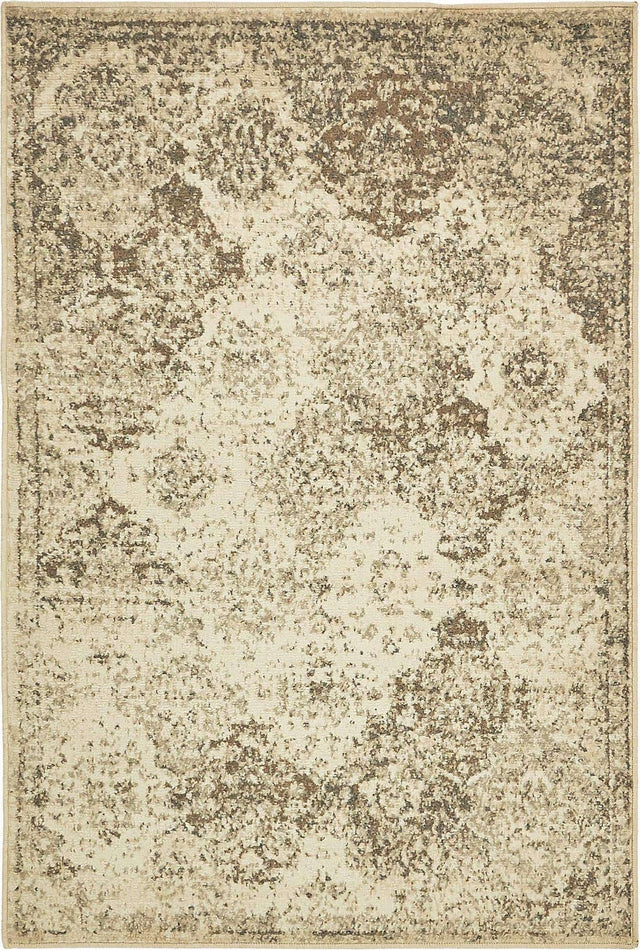 Beige 4' x 6' Tuareg Rectangle Area Rug Vintage Inspired Distressed Look Durable Easy Clean Carpet for Unique Home Interiors for Sale at Rug Engine